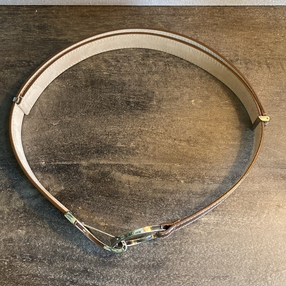 WCM New York Womens Bronze‎ Belt S Silver Circle Hook Buckle Adjustable - Picture 3 of 8